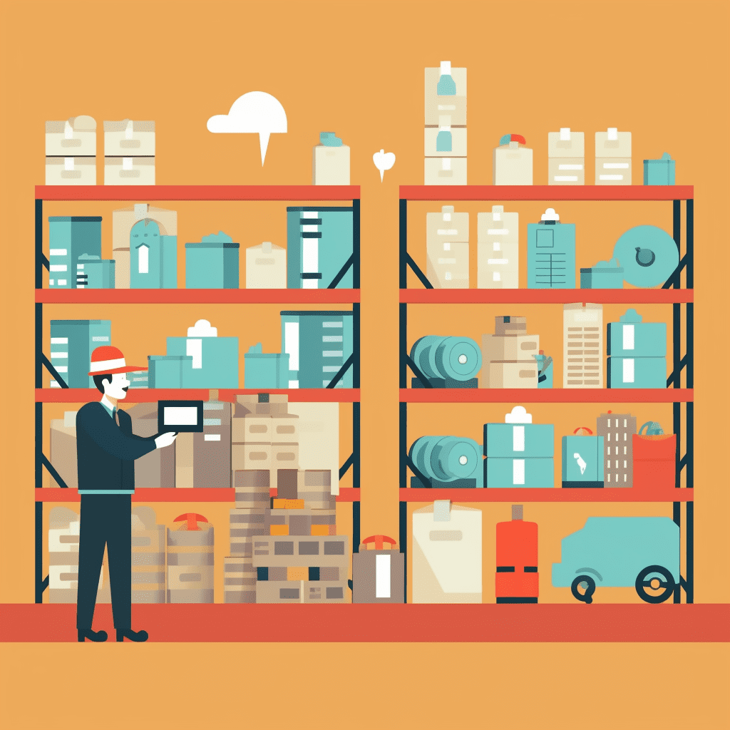 Business graphic animation illustrating a inventory management system