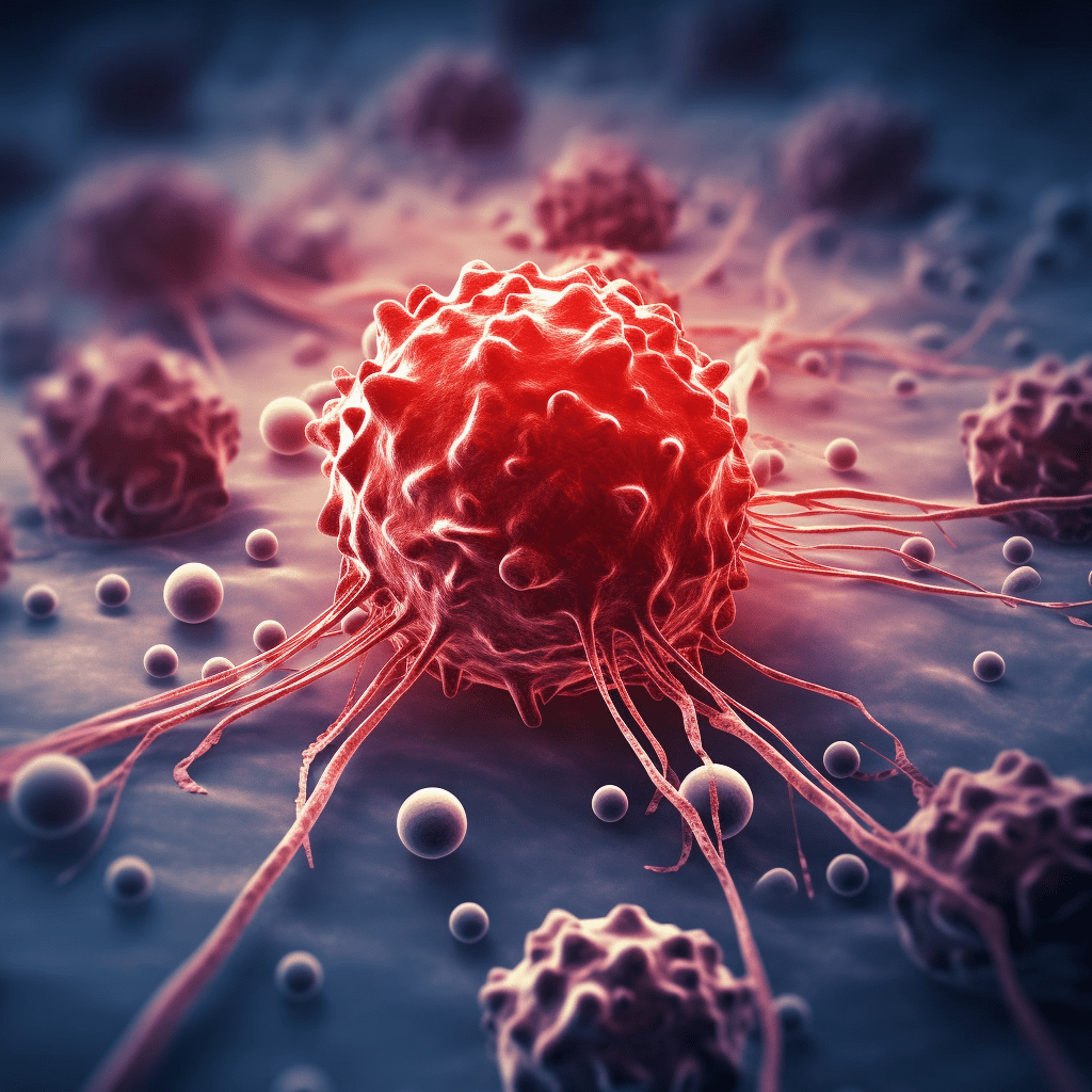 illustration of immune cell targeting cancer cell based