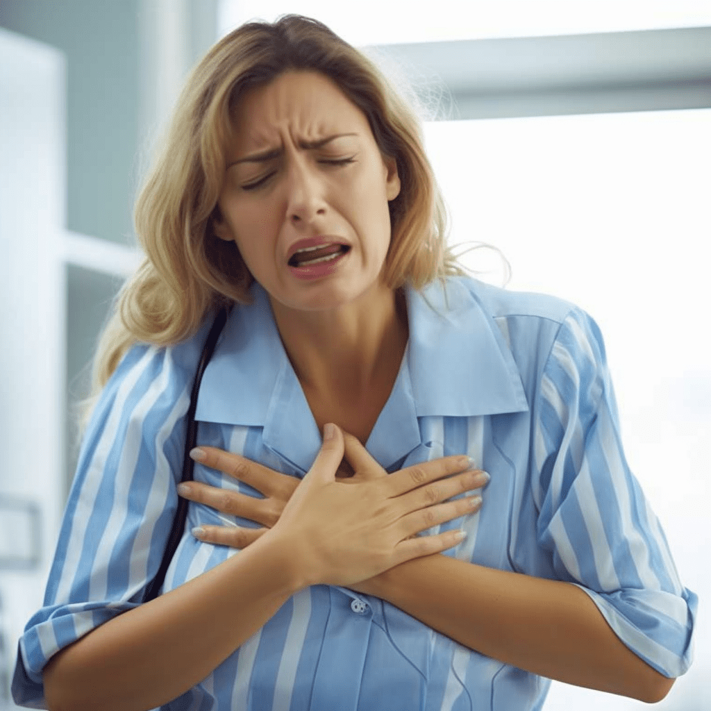 Women having chest pain