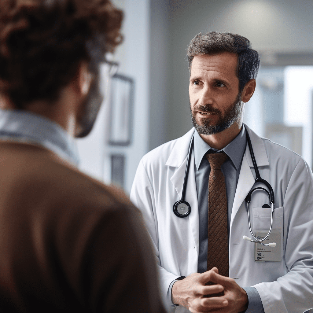 Doctor talking to a man
