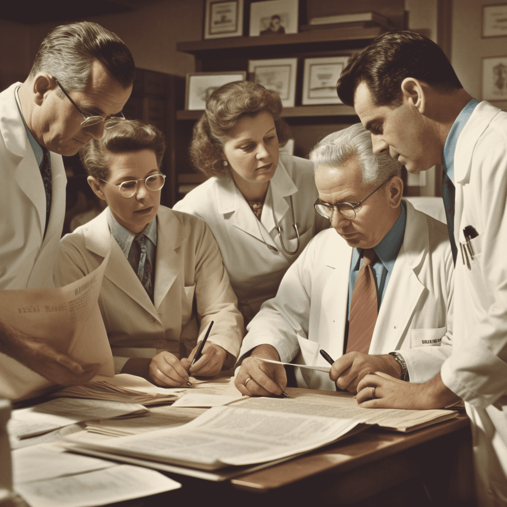 doctors looking over medical files