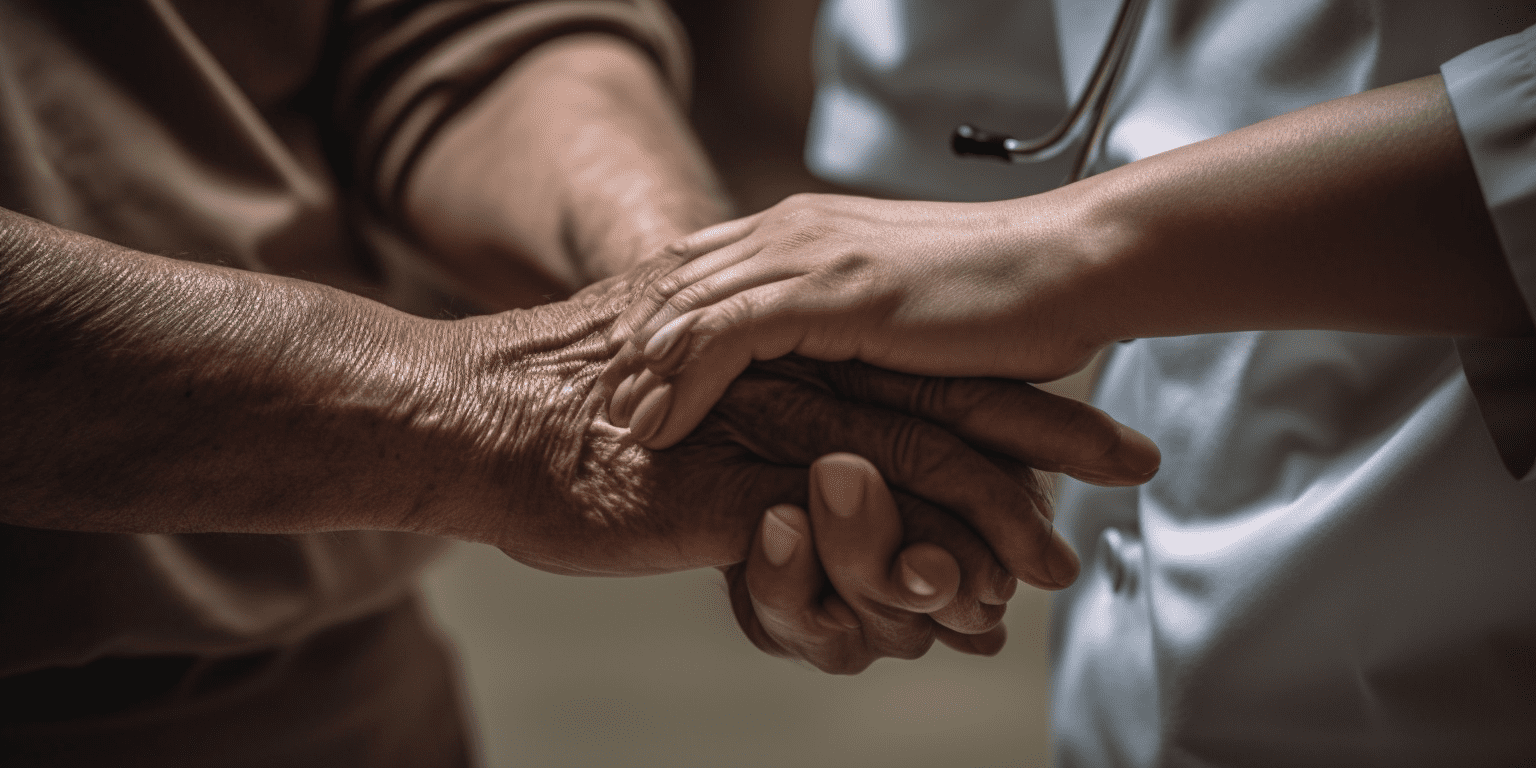doctor holding hands of patient