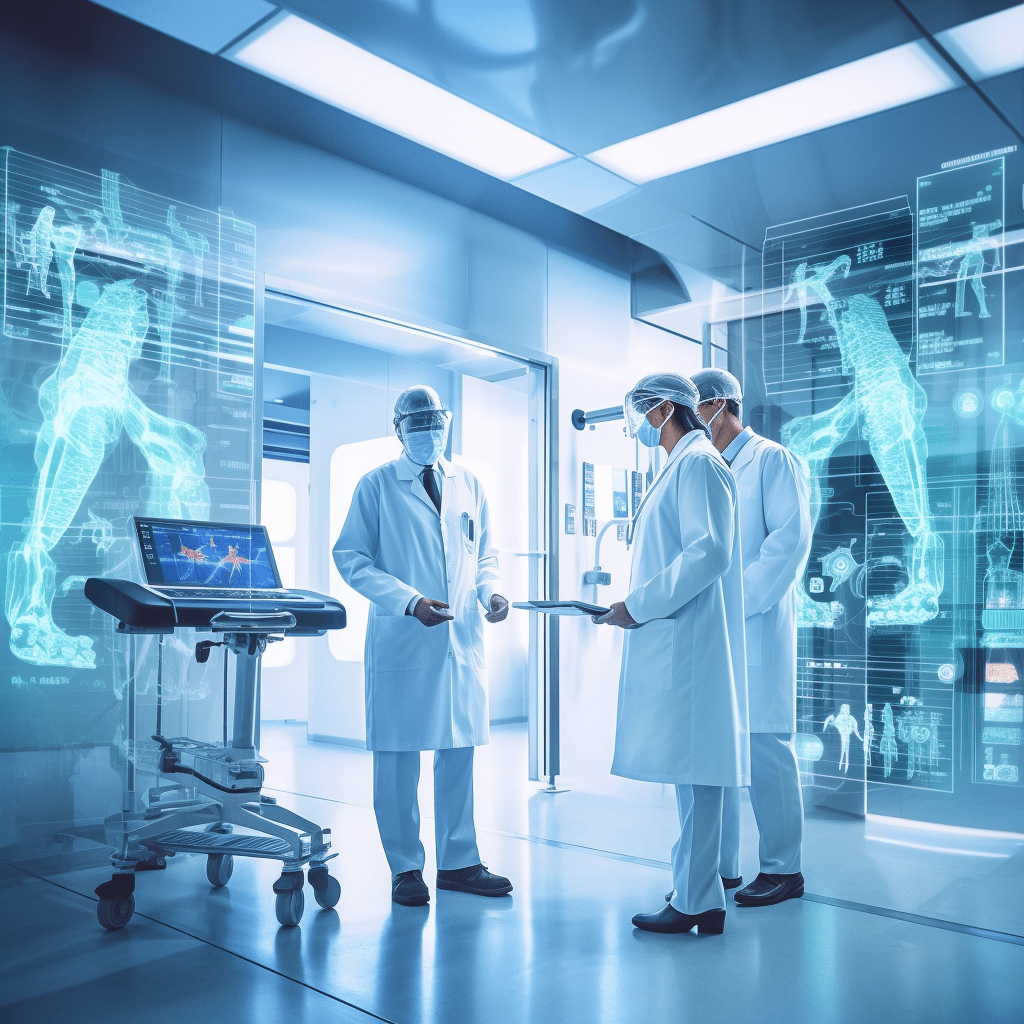 Doctors exploring healthcare technologies